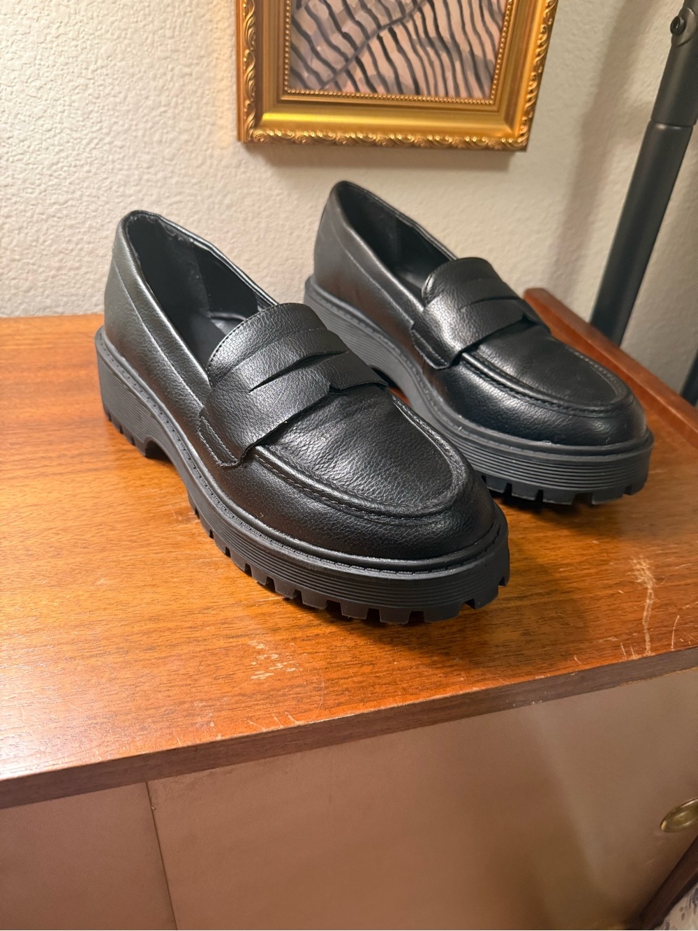 Classic Black Platform Penny Loafers - Women